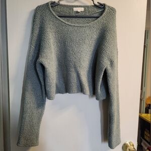 LA Hearts Sage Cropped Knit Sweater Size Medium